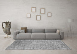 Machine Washable Abstract Gray Contemporary Rug in a Living Room,, wshcon2731gry