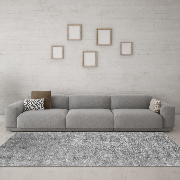 Machine Washable Abstract Gray Contemporary Rug in a Living Room,, wshcon2731gry