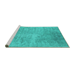 Sideview of Machine Washable Abstract Turquoise Contemporary Area Rugs, wshcon2731turq