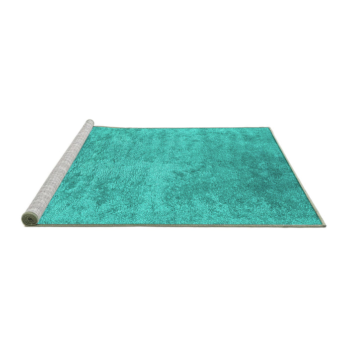 Sideview of Machine Washable Abstract Turquoise Contemporary Area Rugs, wshcon2731turq