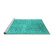 Sideview of Machine Washable Abstract Turquoise Contemporary Area Rugs, wshcon2731turq