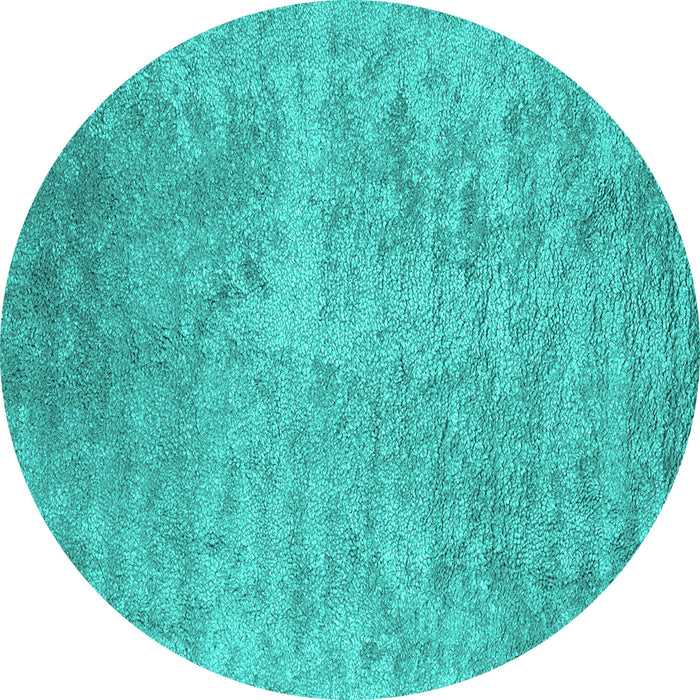 Round Abstract Turquoise Contemporary Rug, con2731turq