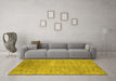 Machine Washable Abstract Yellow Contemporary Rug in a Living Room, wshcon2731yw