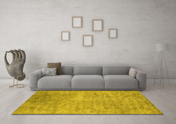 Machine Washable Abstract Yellow Contemporary Rug in a Living Room, wshcon2731yw