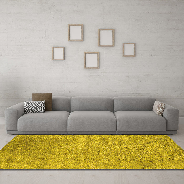Machine Washable Abstract Yellow Contemporary Rug in a Living Room, wshcon2731yw
