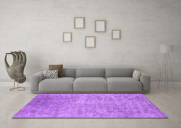 Machine Washable Abstract Purple Contemporary Area Rugs in a Living Room, wshcon2731pur