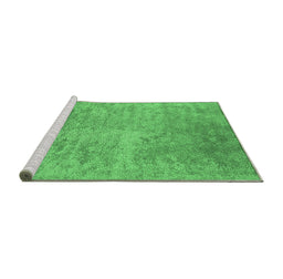 Sideview of Machine Washable Abstract Emerald Green Contemporary Area Rugs, wshcon2731emgrn