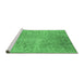 Sideview of Machine Washable Abstract Emerald Green Contemporary Area Rugs, wshcon2731emgrn