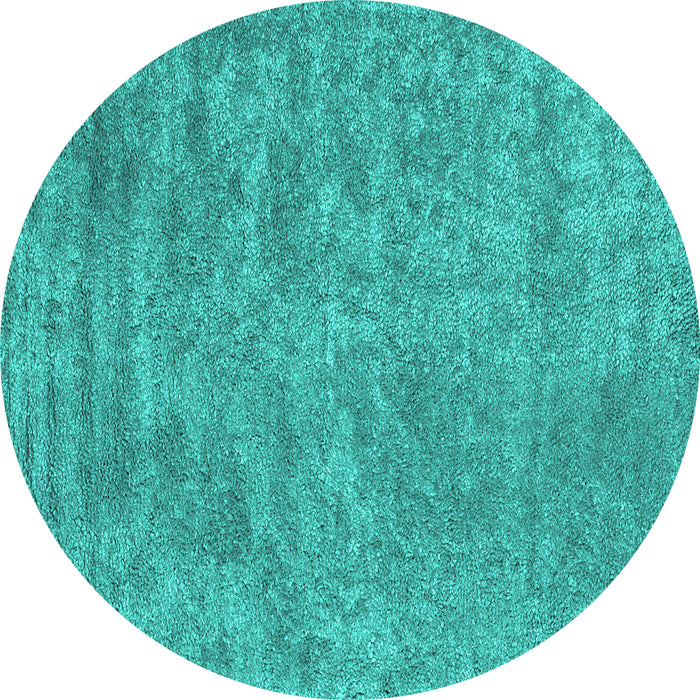 Round Machine Washable Abstract Turquoise Contemporary Area Rugs, wshcon2732turq