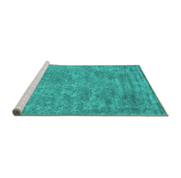 Sideview of Machine Washable Abstract Turquoise Contemporary Area Rugs, wshcon2732turq
