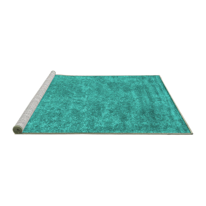 Sideview of Machine Washable Abstract Turquoise Contemporary Area Rugs, wshcon2732turq