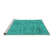 Sideview of Machine Washable Abstract Turquoise Contemporary Area Rugs, wshcon2732turq