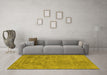 Machine Washable Abstract Yellow Contemporary Rug in a Living Room, wshcon2732yw