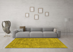 Machine Washable Abstract Yellow Contemporary Rug in a Living Room, wshcon2732yw