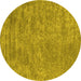 Round Abstract Yellow Contemporary Rug, con2732yw