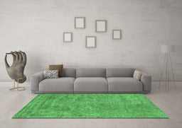 Machine Washable Abstract Emerald Green Contemporary Area Rugs in a Living Room,, wshcon2732emgrn