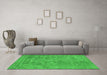 Machine Washable Abstract Green Contemporary Area Rugs in a Living Room,, wshcon2732grn