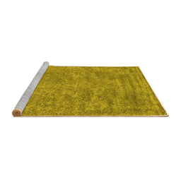 Sideview of Machine Washable Abstract Yellow Contemporary Rug, wshcon2732yw