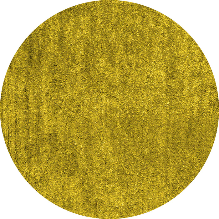 Round Machine Washable Abstract Yellow Contemporary Rug, wshcon2732yw