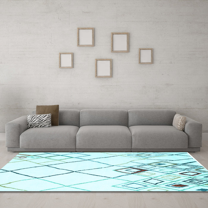 Machine Washable Solid Light Blue Modern Rug in a Living Room, wshcon2733lblu