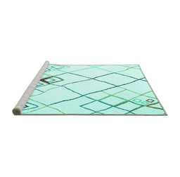 Sideview of Machine Washable Solid Turquoise Modern Area Rugs, wshcon2733turq