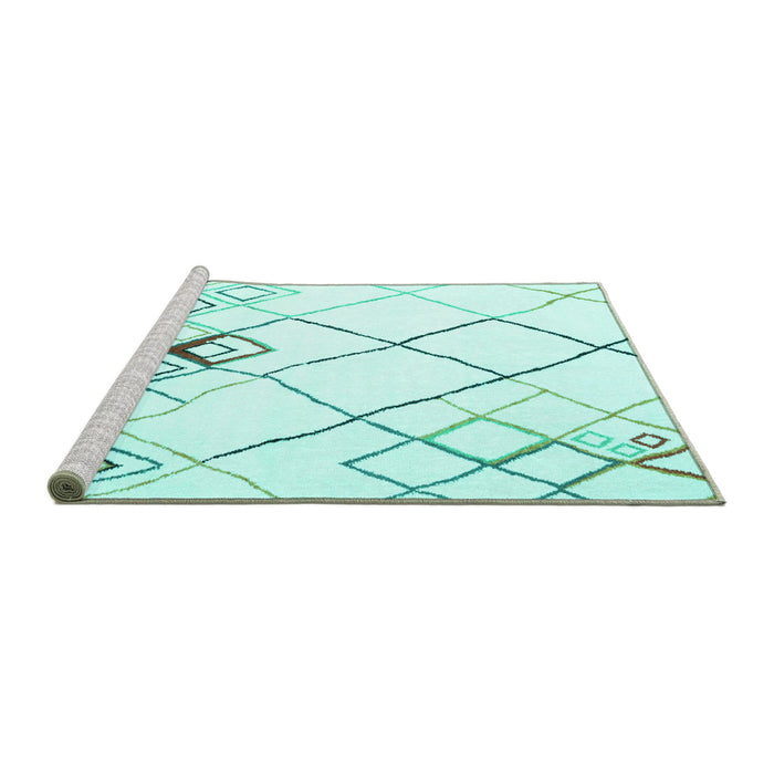 Sideview of Machine Washable Solid Turquoise Modern Area Rugs, wshcon2733turq