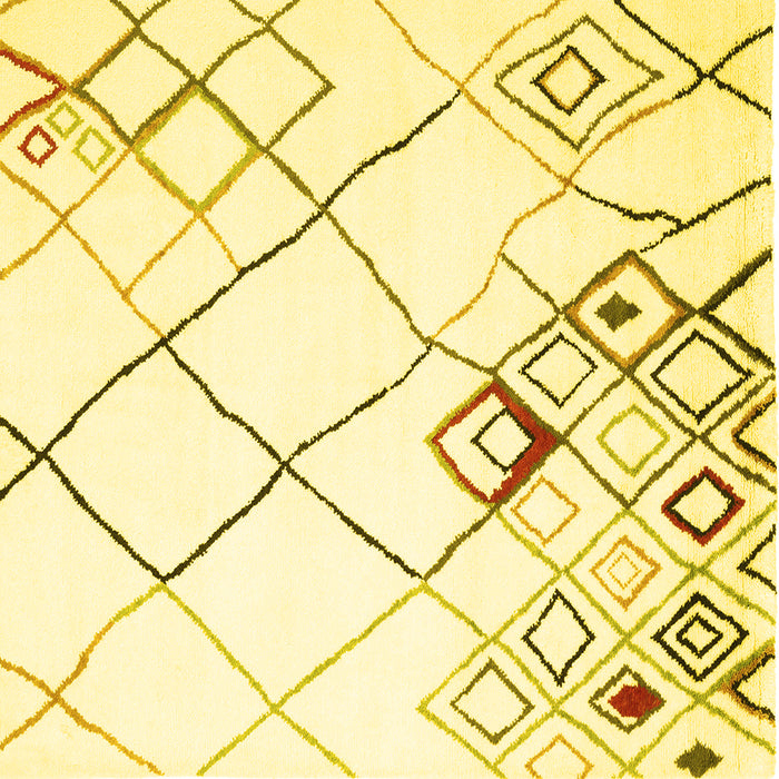 Square Machine Washable Solid Yellow Modern Rug, wshcon2733yw