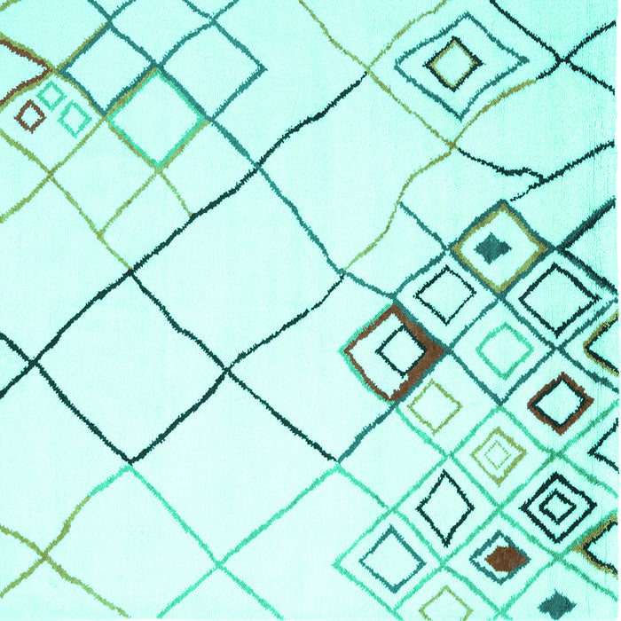 Square Machine Washable Solid Turquoise Modern Area Rugs, wshcon2733turq