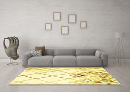 Machine Washable Solid Yellow Modern Rug in a Living Room, wshcon2733yw