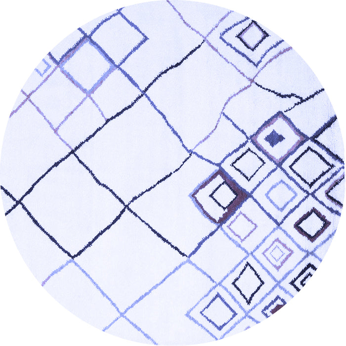 Round Machine Washable Solid Blue Modern Rug, wshcon2733blu