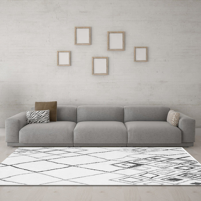 Machine Washable Solid Gray Modern Rug in a Living Room,, wshcon2733gry