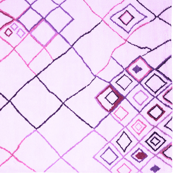 Square Machine Washable Solid Purple Modern Area Rugs, wshcon2733pur