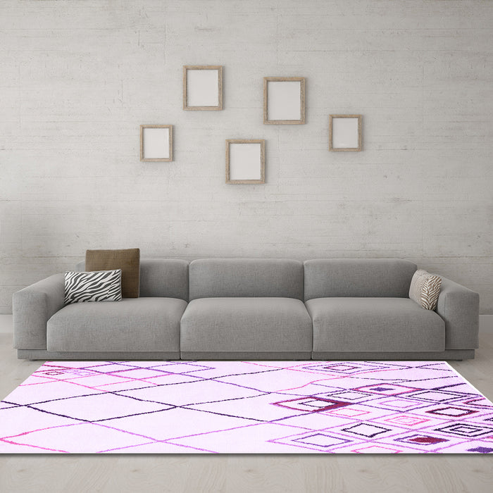 Machine Washable Solid Purple Modern Area Rugs in a Living Room, wshcon2733pur