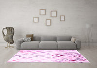 Machine Washable Solid Pink Modern Rug, wshcon2733pnk