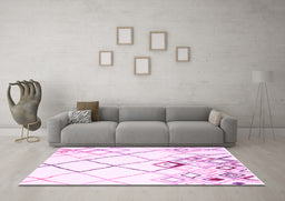 Machine Washable Solid Pink Modern Rug in a Living Room, wshcon2733pnk