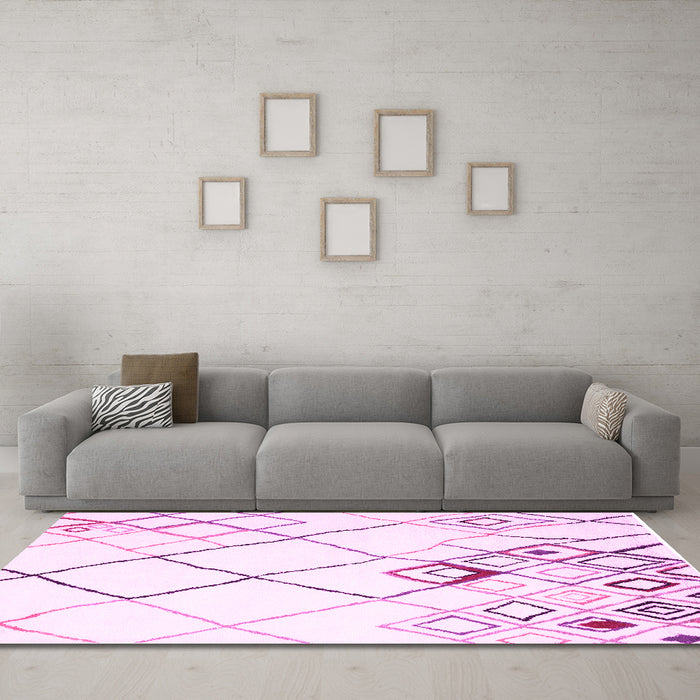 Machine Washable Solid Pink Modern Rug in a Living Room, wshcon2733pnk