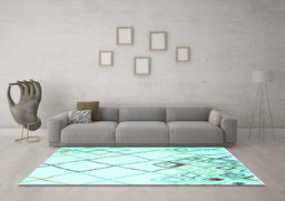 Machine Washable Solid Turquoise Modern Area Rugs in a Living Room,, wshcon2733turq