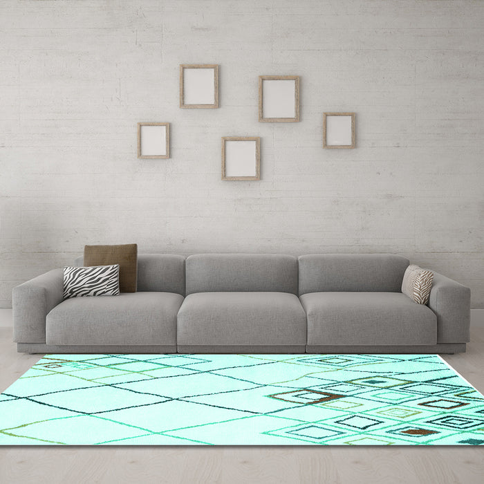 Machine Washable Solid Turquoise Modern Area Rugs in a Living Room,, wshcon2733turq