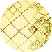 Round Solid Yellow Modern Rug, con2733yw