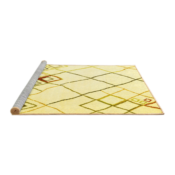 Sideview of Machine Washable Solid Yellow Modern Rug, wshcon2733yw