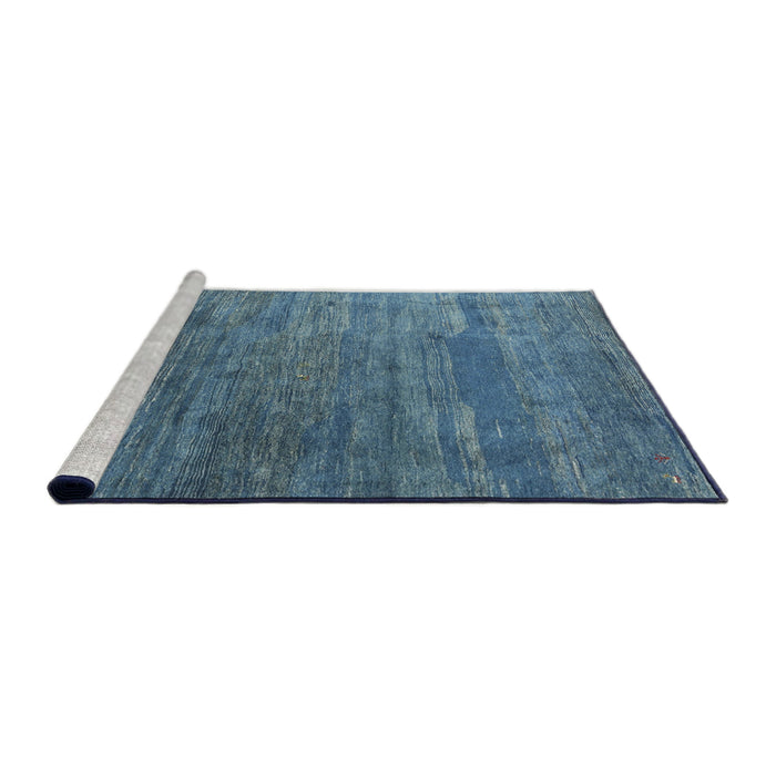 Serging Thickness of Machine Washable Contemporary Blue Rug, wshcon2734