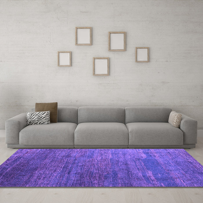 Machine Washable Abstract Purple Contemporary Area Rugs in a Living Room, wshcon2734pur