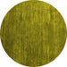 Round Abstract Yellow Contemporary Rug, con2734yw