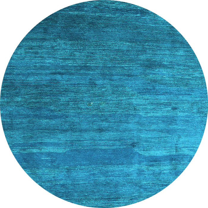 Round Abstract Light Blue Contemporary Rug, con2734lblu