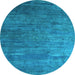 Round Abstract Light Blue Contemporary Rug, con2734lblu