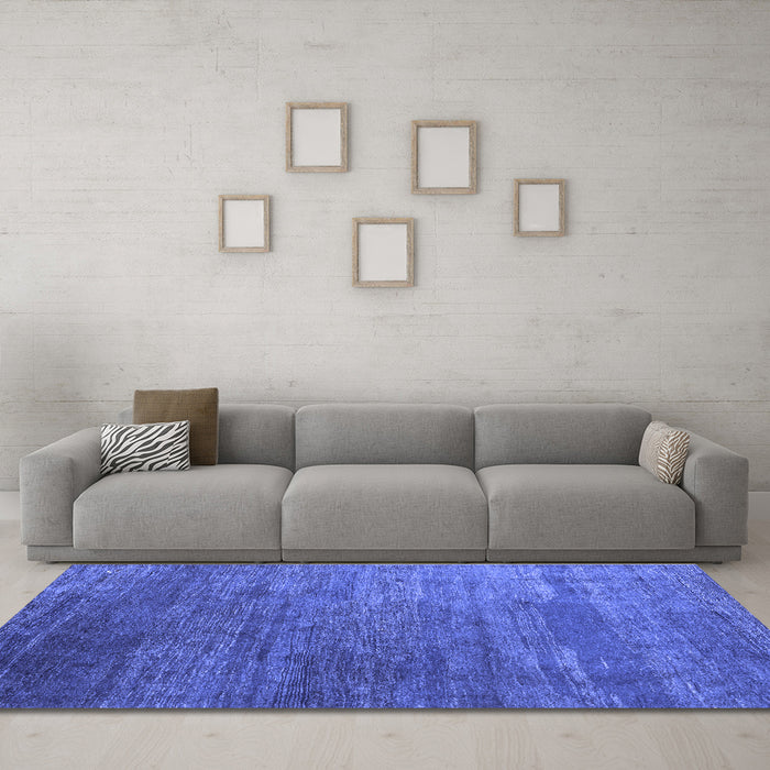 Machine Washable Abstract Blue Contemporary Rug in a Living Room, wshcon2734blu