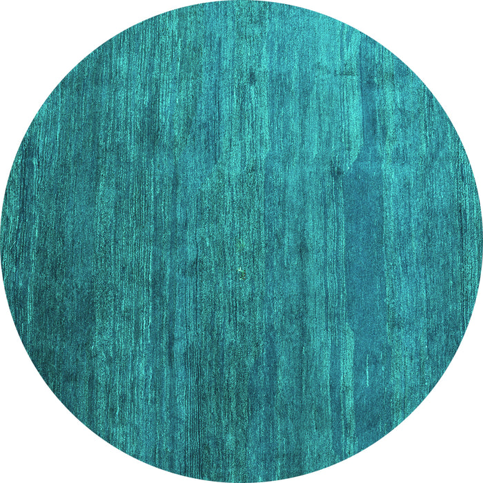 Round Abstract Turquoise Contemporary Rug, con2734turq
