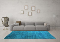 Machine Washable Abstract Light Blue Contemporary Rug, wshcon2734lblu