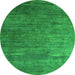 Machine Washable Abstract Green Contemporary Area Rugs, wshcon2734grn