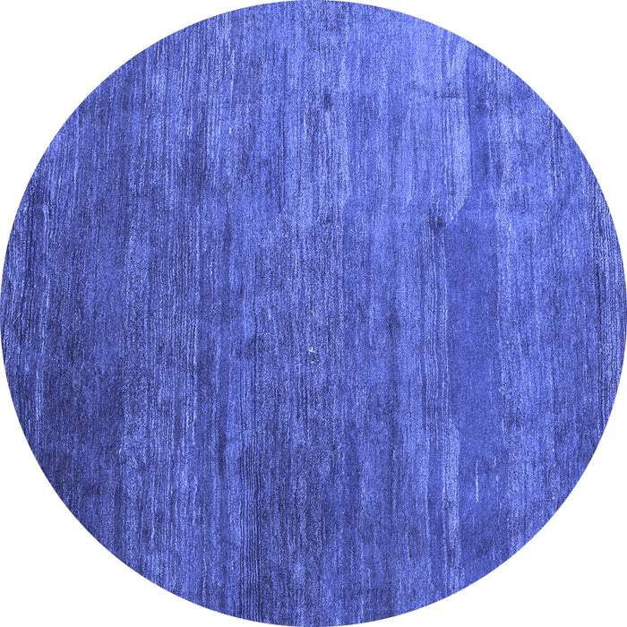 Round Abstract Blue Contemporary Rug, con2734blu